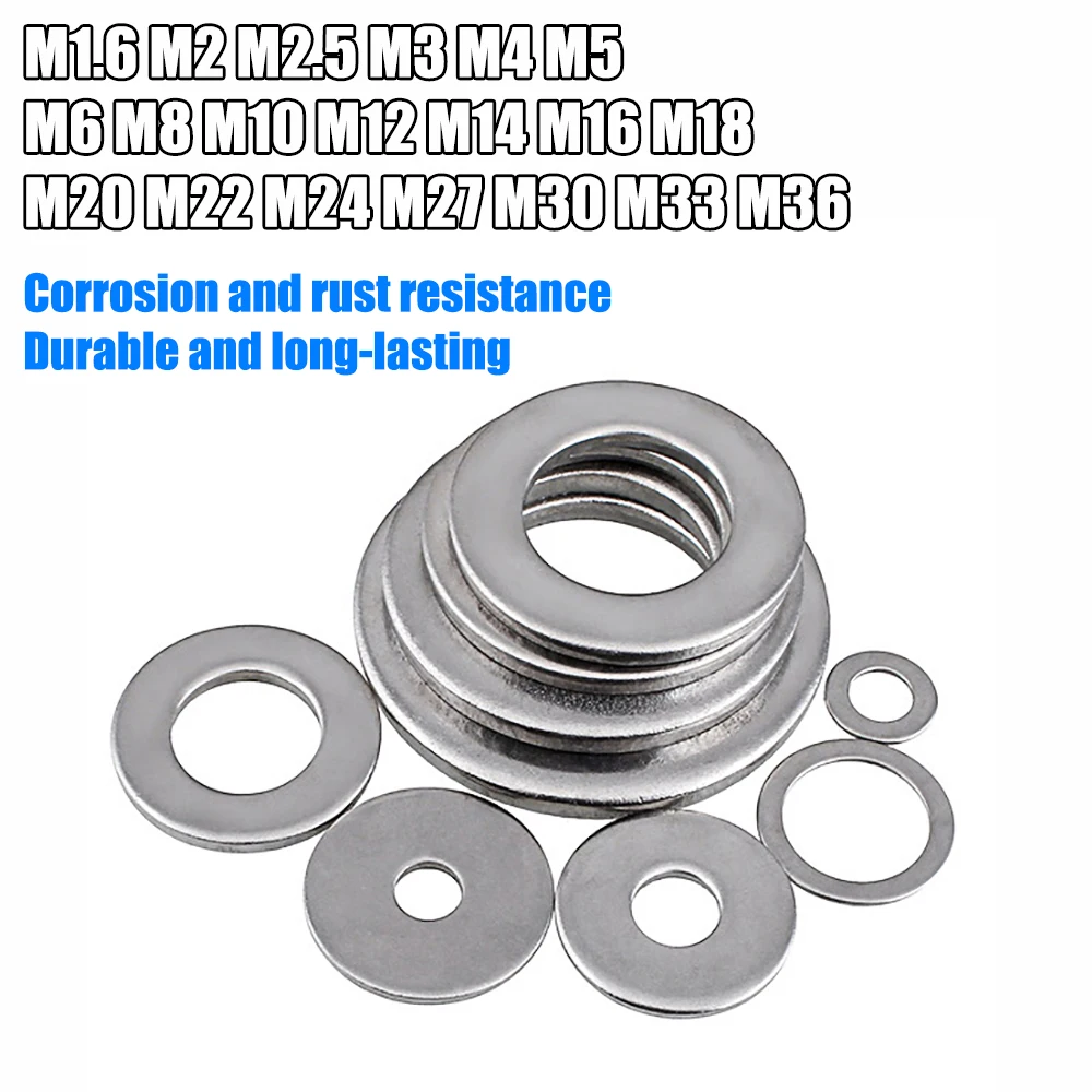 M1.6 M2 M2.5 M3 M4 M5 M6 M8 M10 M12 M14 M16 M 18 M20 M22 M24 M27 M30 M33 M36 Stainless Steel O-type Flat Washer Plain Gasket