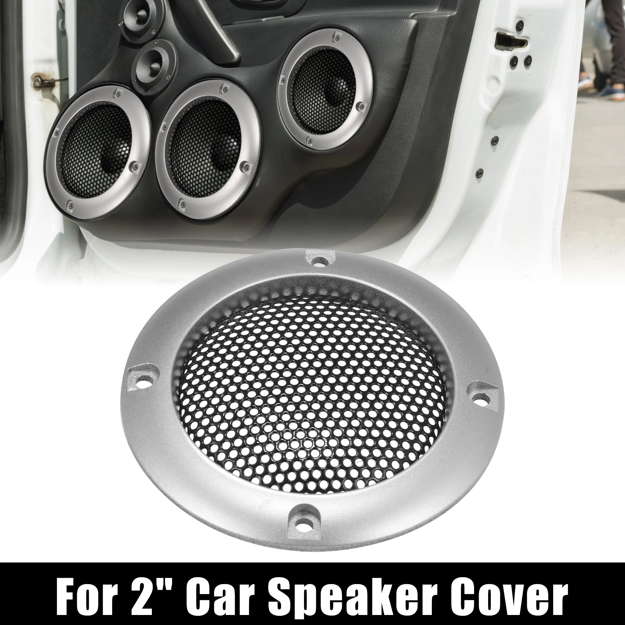 X Autohaux 2 Inch Car Speaker Net Grill Cover Round Grille Horn Mesh Enclosure Speakers Frame Iron Wire Guard Auto Accessories