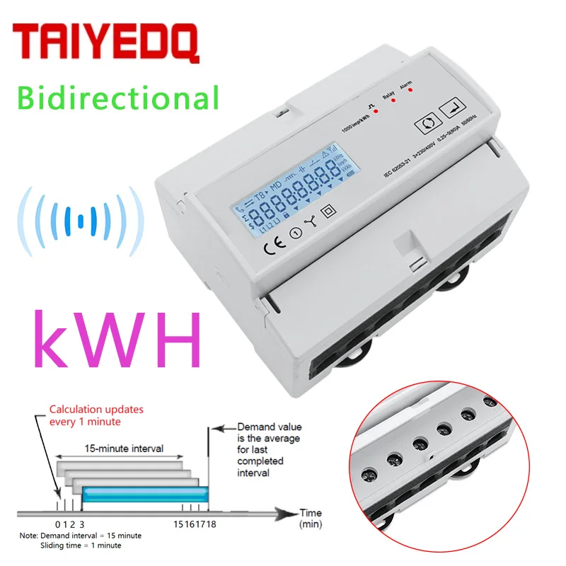 Tuya Zigbee Energy Consumption Meter Bidirectional 80A Relay Remote Control Phase Angle RS485 ModbusTAC7321C TAC7361C