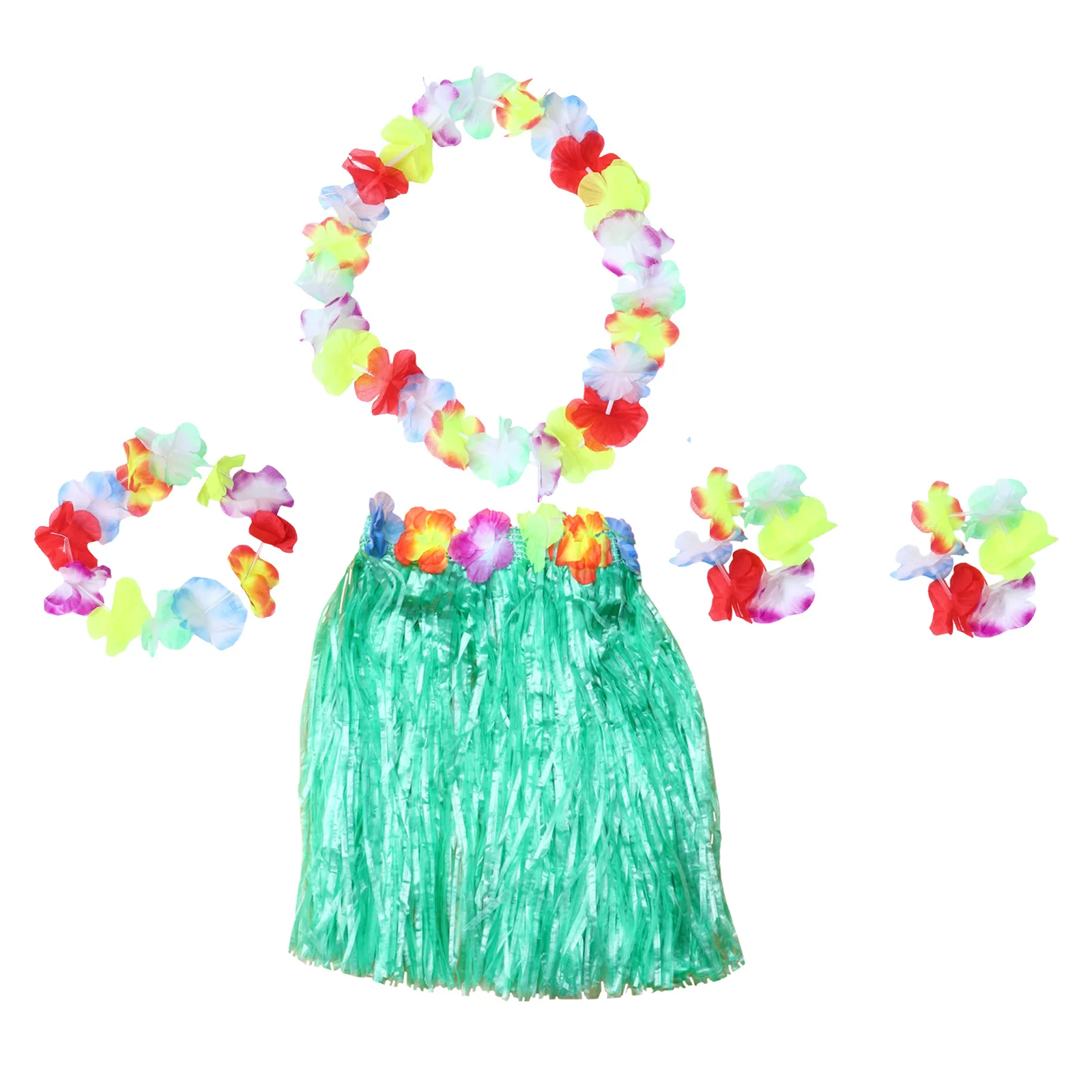 

1 Set Hawaiian Skirt Set Colorful Hula Dance Costume Accessories For Luau Theme Event Role Play Outfit