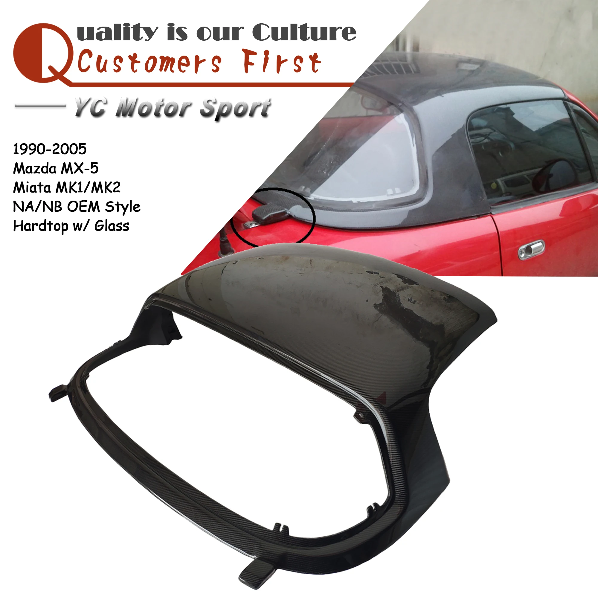 Car Accessories Carbon Fiber OEM Style HardTop Fit For 1990-2005 MX5 Miata MK1 MK2 NA NB Hardtop With Plexiglass