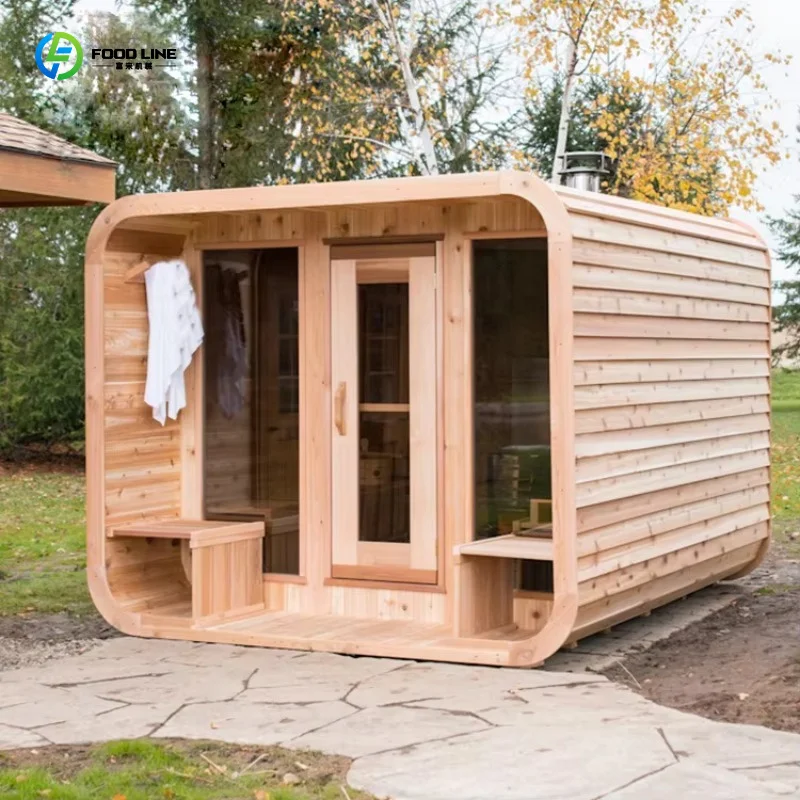 Customized Outdoor Garden Modern 6-Person Deluxe Spruce Solid Wood Steam Sauna with Computer Control Panel