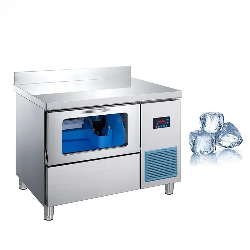 Automatic Crescent Ice Machine, Commercial Split Ice‑Maker 100 Lbs, Air & Water Cooling for Milk‑Tea Store