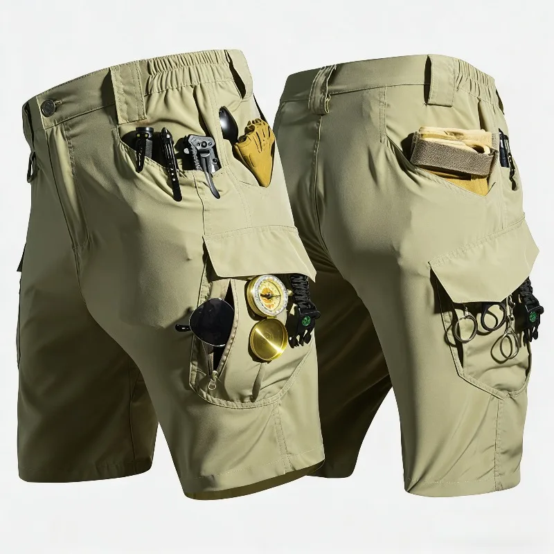

Летние тактические шорты для мужчин: водонепроницаемые, дышащие, легкие, быстросохнущие, с множеством карманов, для походов, рыбалки, работы, повседневной носки, карго-шорты