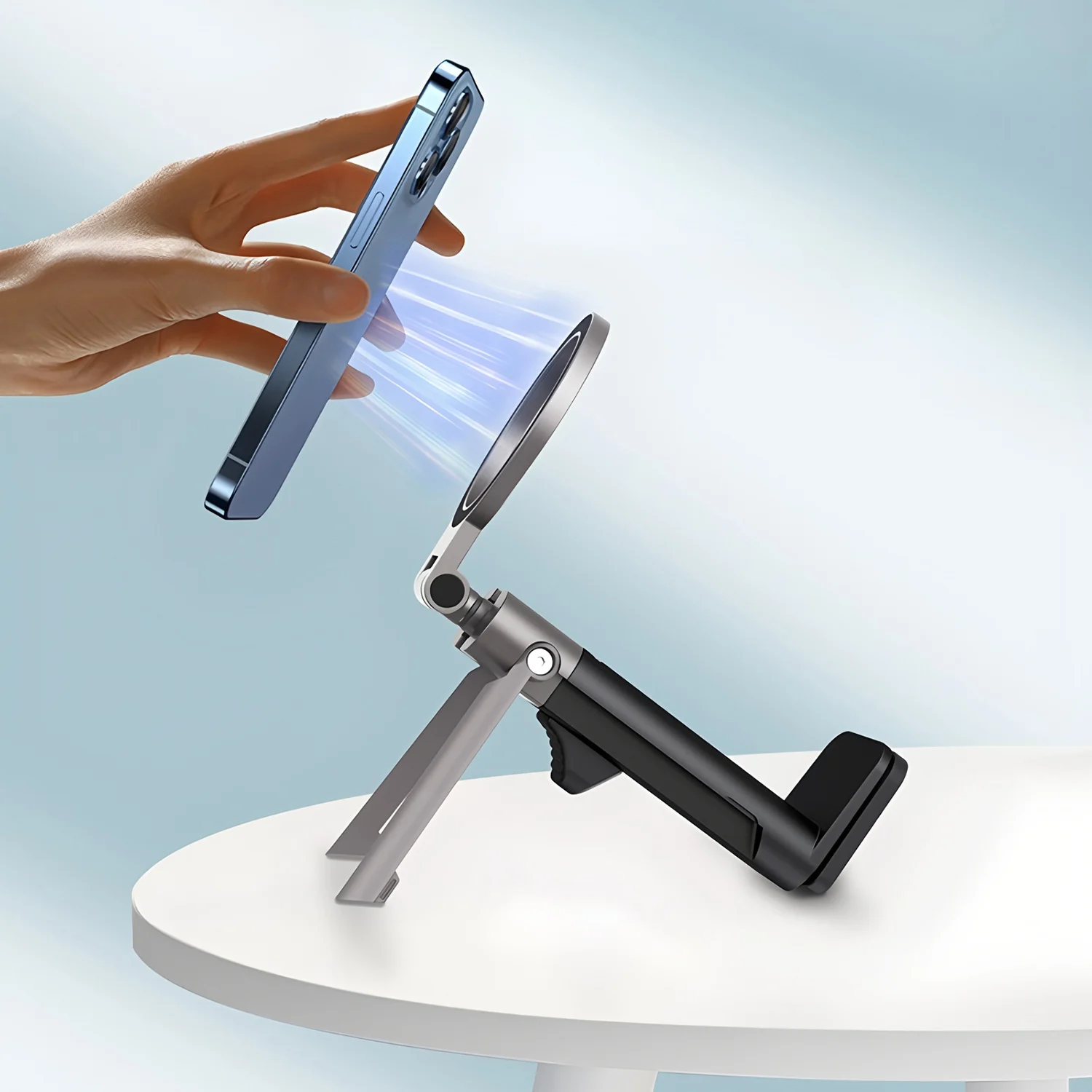 Foldable Magnetic Phone Tripod Holder Rotatable Portable Sta