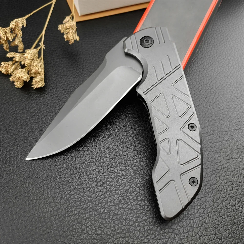 DA32 Tactical All Steel Hunting Folding Knife Gray Titanium Outdoor Multifunctional Self Defense Knives for Camping Hiking