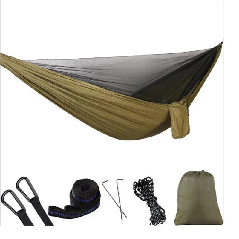 

Parachute Fabric Mosquito Net Flat Big Outdoor Sleep Double Hanging Camping Folding Swing Hammock Tent for Two People/