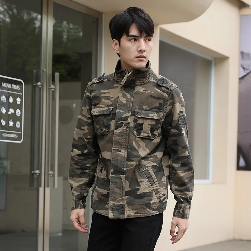 2024 Spring and Autumn Casual Fashion Loose Men\'s Cargo Jackets Camouflage Wear-resistant Coat Men\'s Military Tactical Jacket