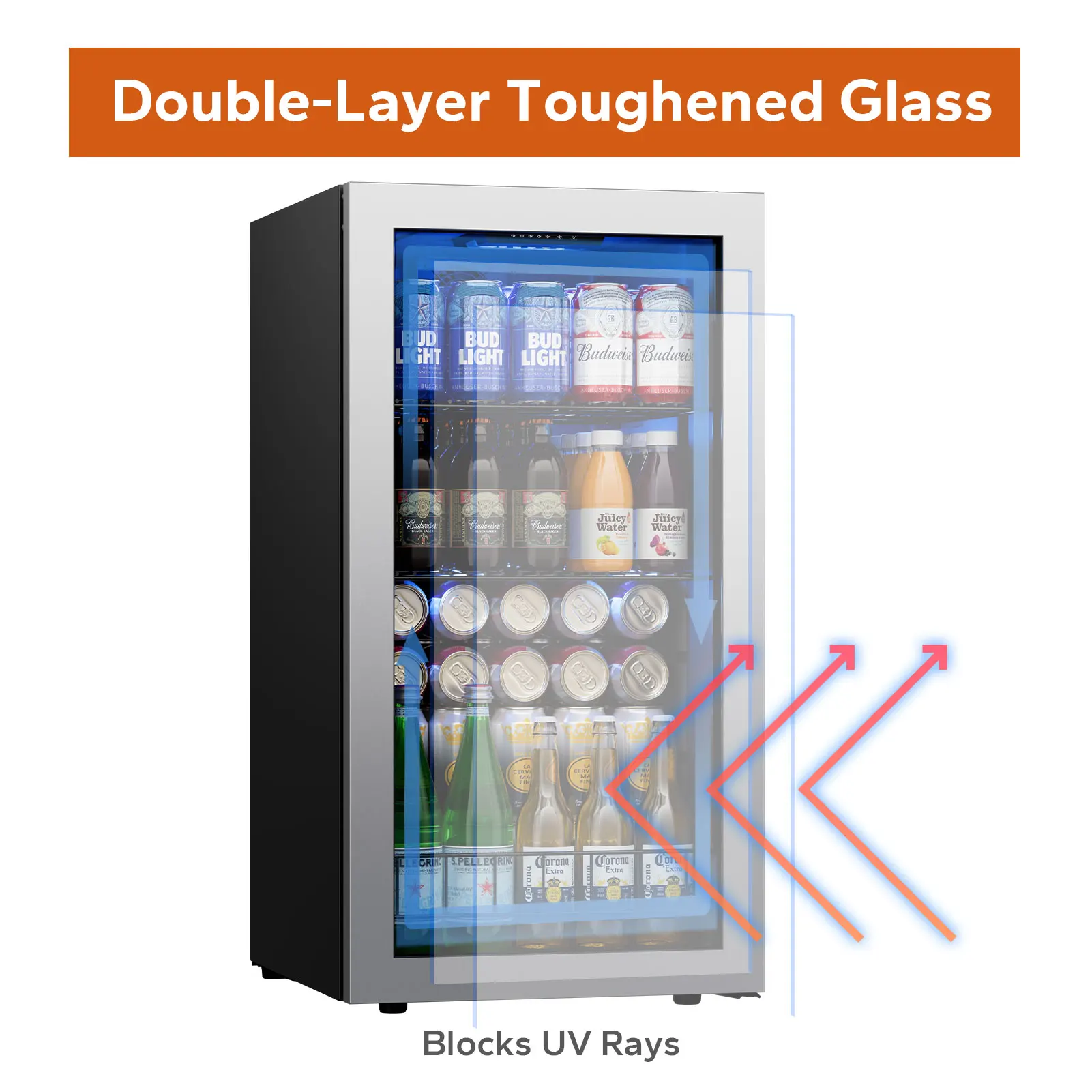 Ca'Lefort Freestanding Beverage Refrigerator Cooler - 95-121 Can Mini Fridge with Glass Door, Ideal for Versatile Use in Home