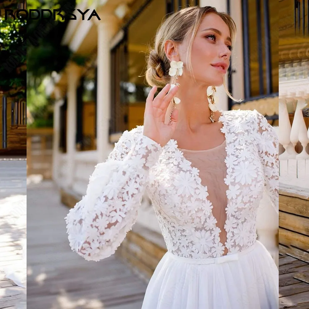 RODRSYA Civil Wedding Dresses 2024 Puff Sleeves V-Neck Vestidos de Noiva AppliqRODDRSYA Vestidos De Casamento Civil 2024 Puff Mangas V-Neck Vestidos De Noiva Applique A Line Vestidos De Noiva Custom Made Robe De Mariée