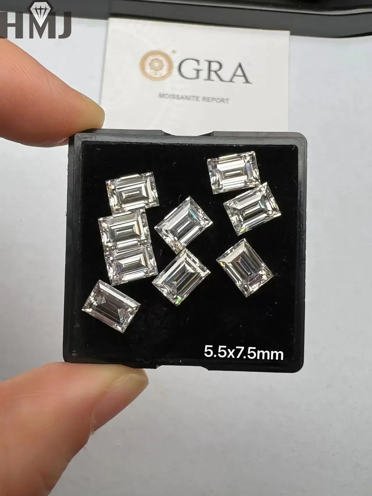 HMJ Loose Moissanite Stones Baguette Step Cut D Color VVS1 Clarity  for Rings Necklace Jewelry Making with GRA Certificate