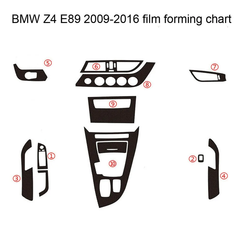 Carbon Fiber Pattern Interior DIY Trim Decals Black Carbon Fiber Look Sticker For BMW Z4 E89 2009-2016 5D