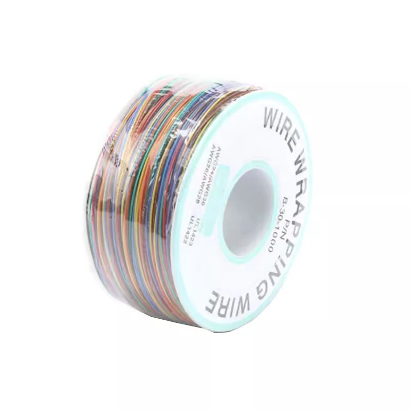 8 Colors 30AWG Wire Wrapping Wire B-30-1000 UL1423 0.25mm Tinned Copper Solid PVC insulation Cable Jumper Insulation 250m