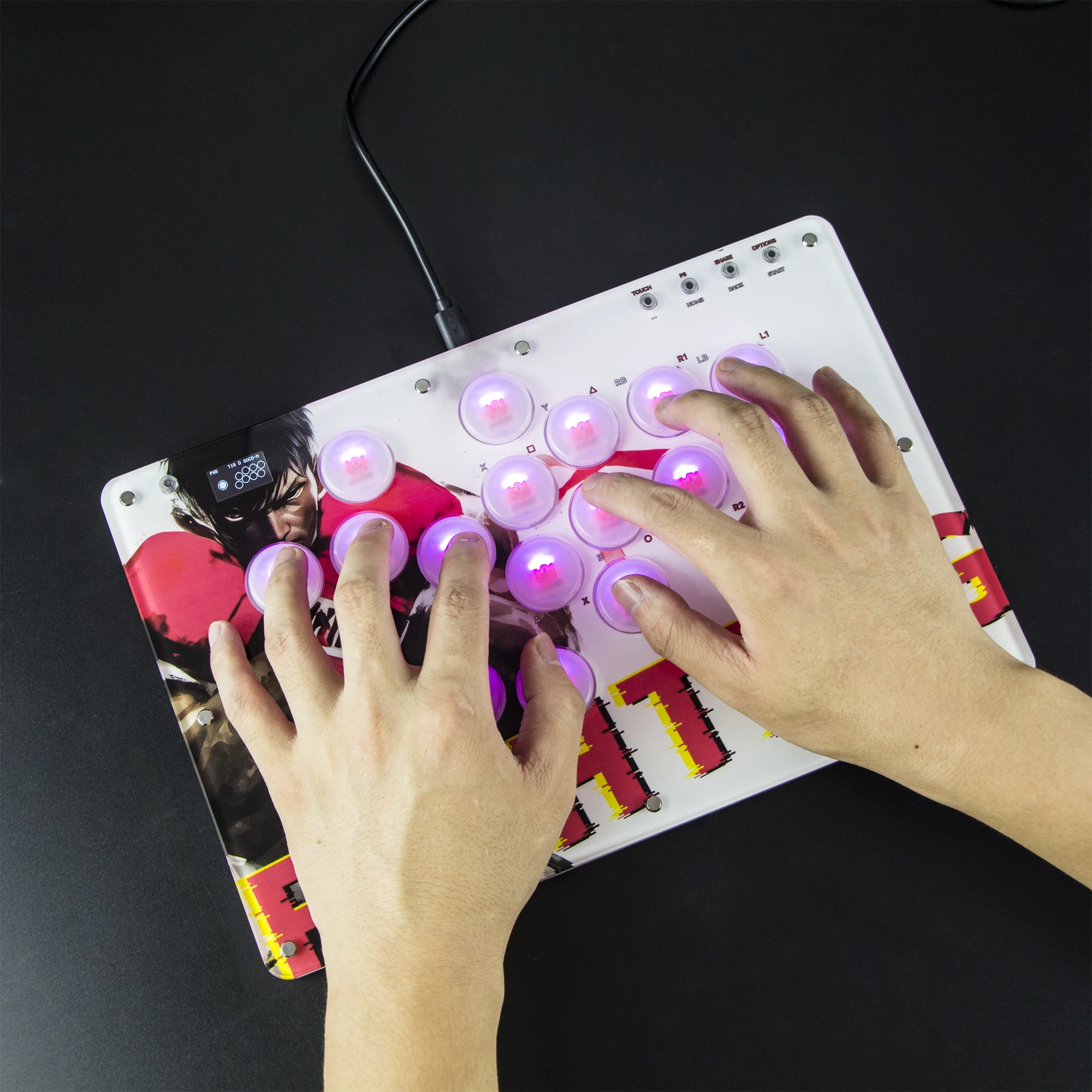 REMANK Hitbox Controller Arcade Stick Hitbox Controller PS5/PS4/Schakelaar Compatibel R16 Toetsenbord Fightstick Hitbox PC Joystick