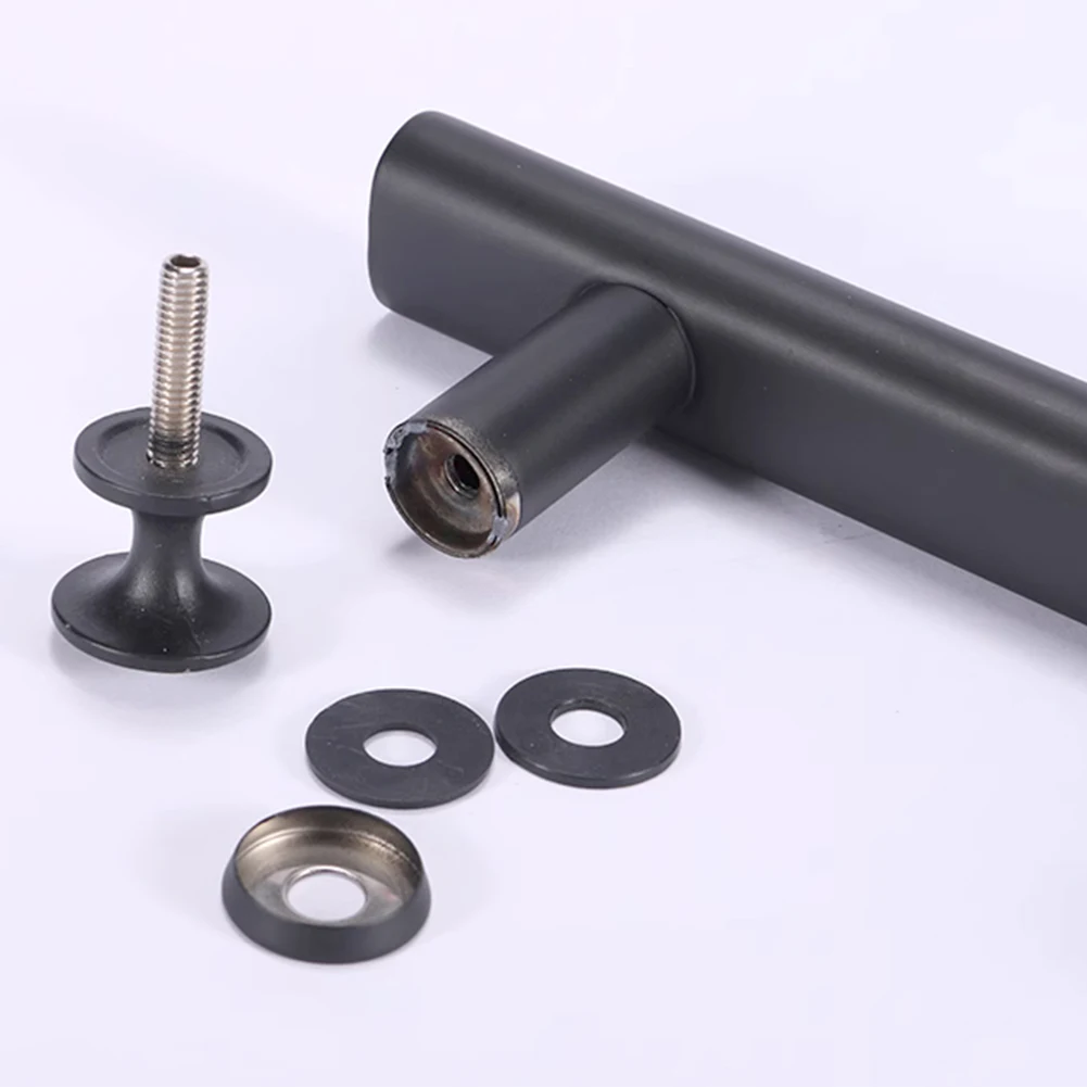 Knobs Door Handle Bathroom Bathtub Stylish 145mm 5.5mm Bolt Black Flat Part Stainless Steel For Shower Enclosures