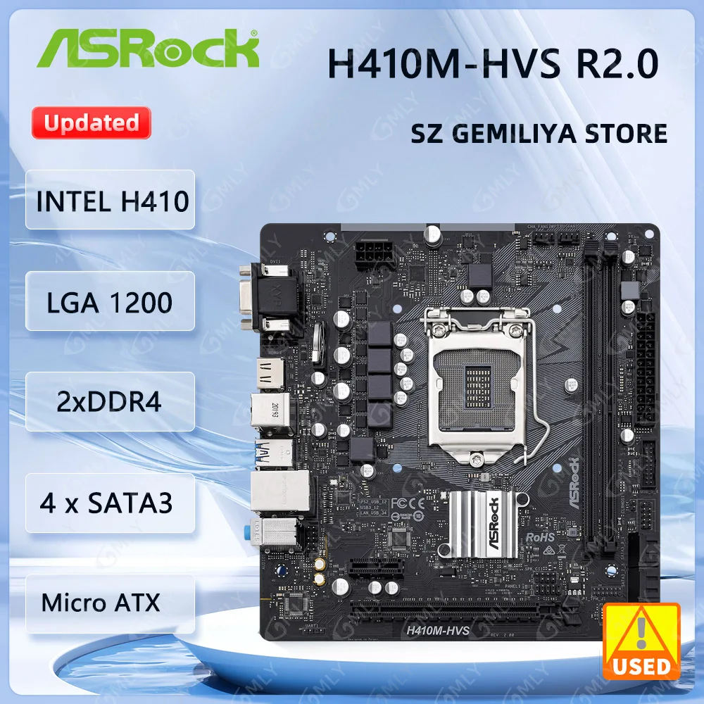 

ASROCK H410M-HVS R2.0 Motherboard Intel H410 LGA 1200 DDR4 64GB M.2 support i9-10900F i5-10600 i5-10400 i3-10105 i3-10105 cpu