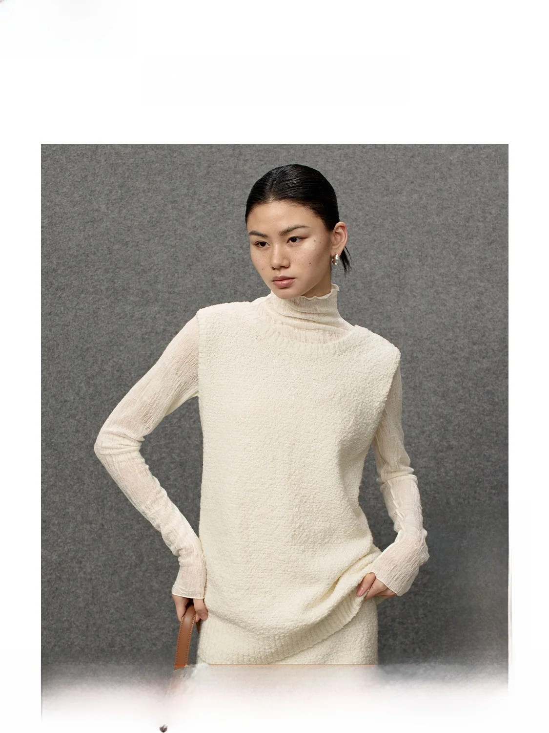 

Zhizhi Bamboo Double-Sided Wear Women's Sweater Vest Winter New Sle Commute Sle Pure Color V-Ne Regular Length