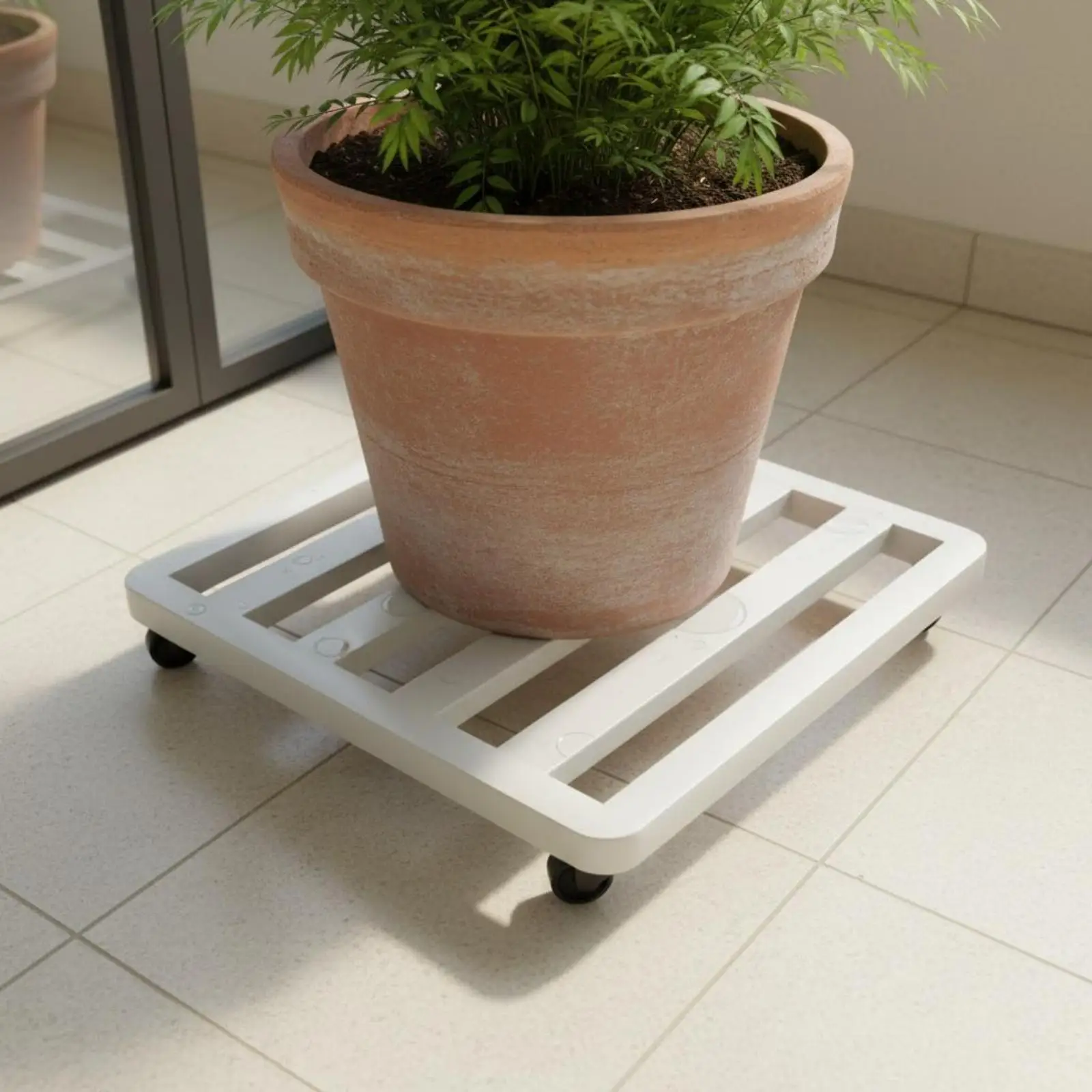 Container Base Tray Carbon Steel Plant Trolley Mobile Pot Holder with Rolling Casters for Large Planters