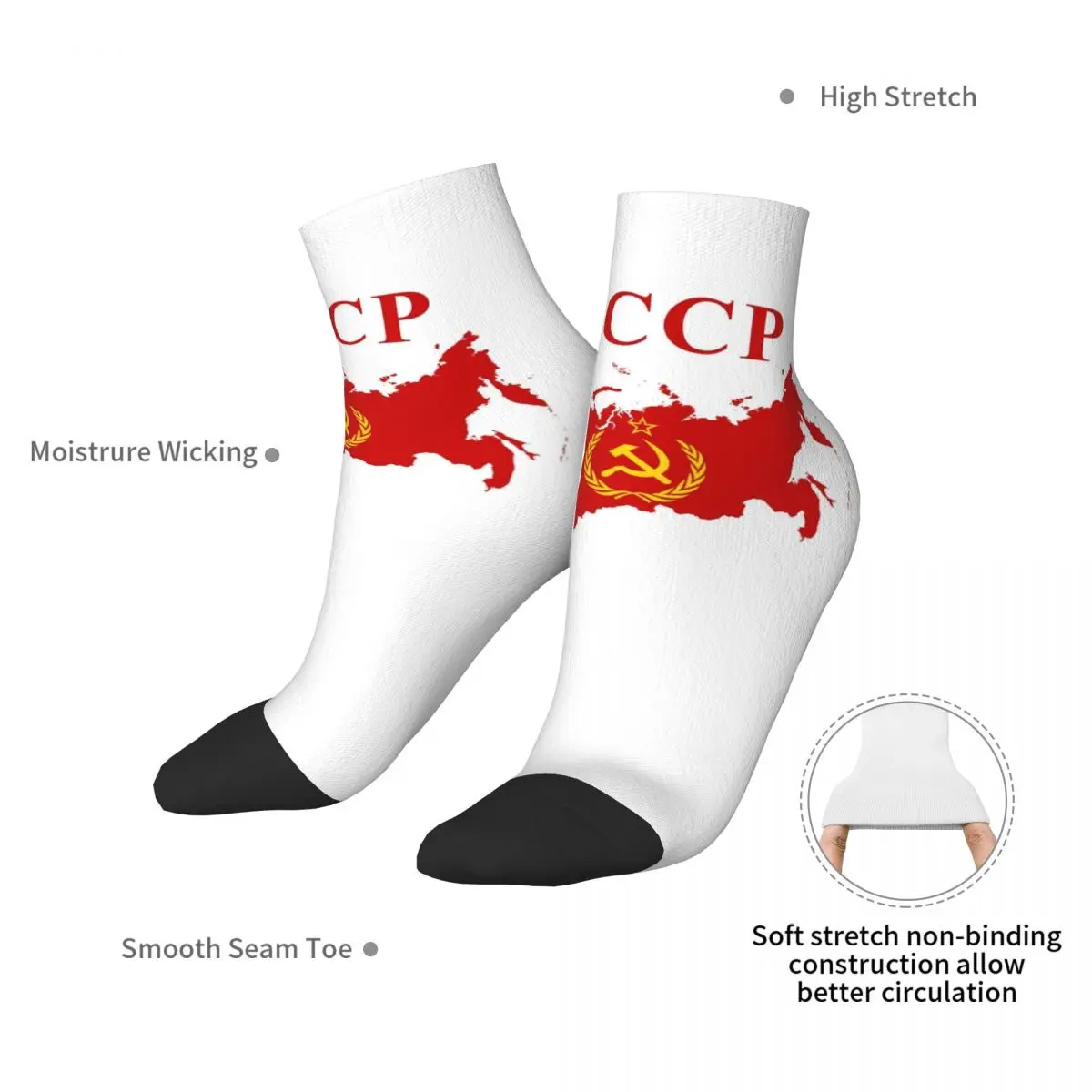 CCCP Star-Soviet-Union URSS Calcetines Harajuku Medias absorbentes del sudor Calcetines para todas las estaciones Accesorios para regalos de Navidad unisex