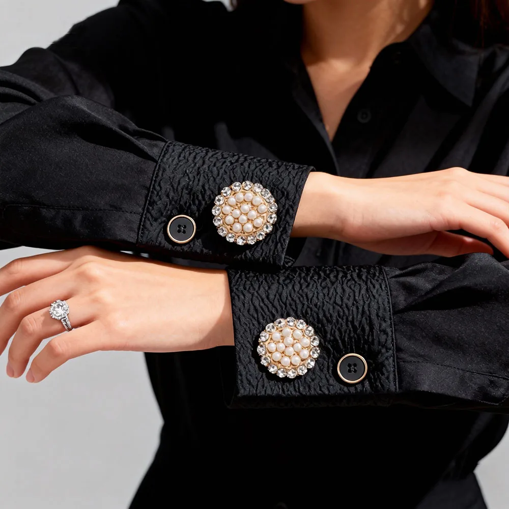 2PCS Fashion High Quality Crystal Button Covers for DIY Clothing Decorative Button,Alloy Shirt Sleeve Button Decoration