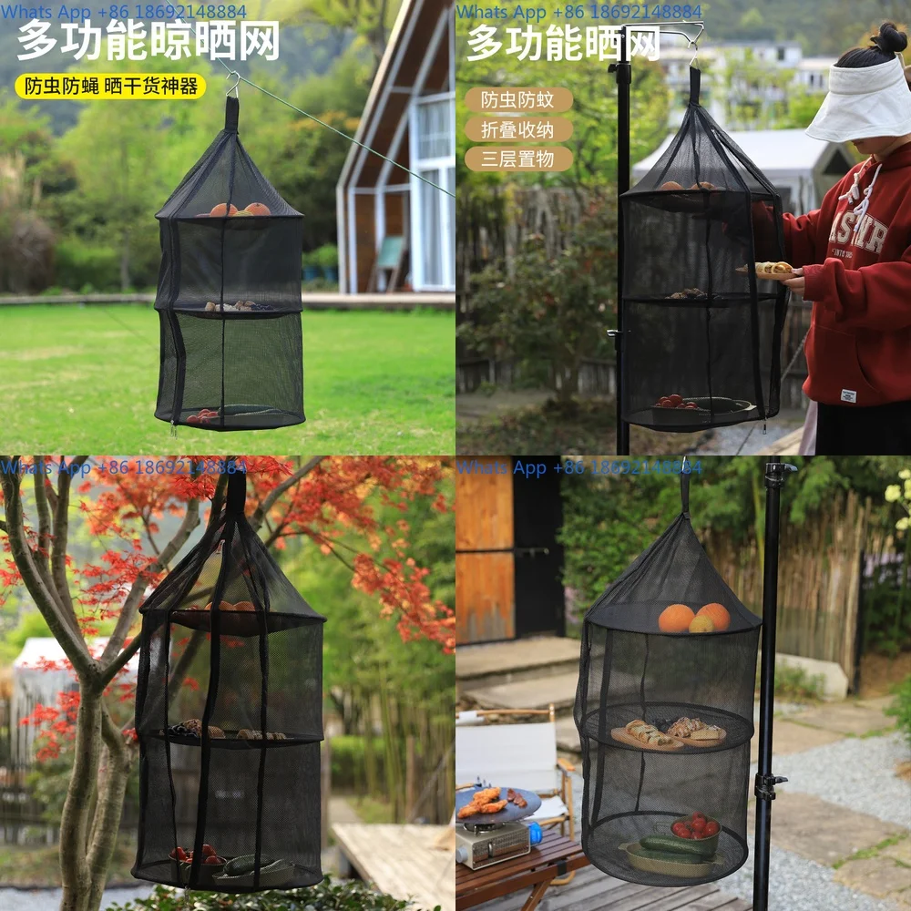 

Nylon Three Layer Foldable Outdoor Camping Storage Mesh Net for Drying Fruits Vegetables and Clothes