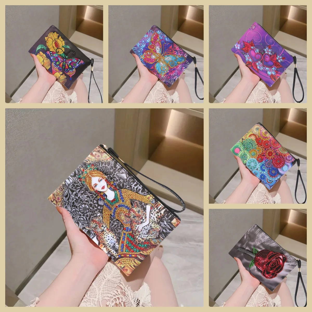 

1 набор алмазной живописи «сделай сам» с животным/цветочным узором, клатч из искусственной кожи, подходящий для ежедневного использования в качестве подарка для путешествий