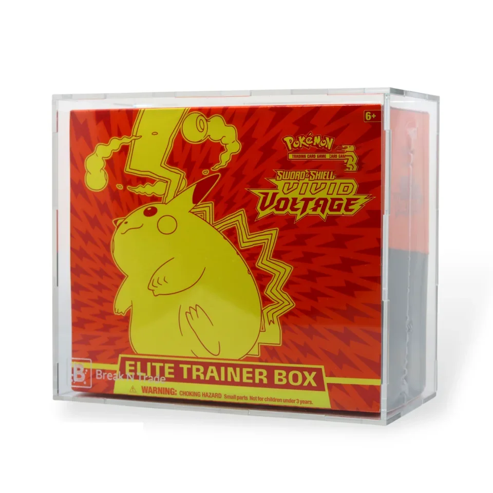 Clear Acrylic ETB Box Display Case With Sliding Lid Ultra premium Collection Cards Game Elite Trainer Box Protector Storage Bin