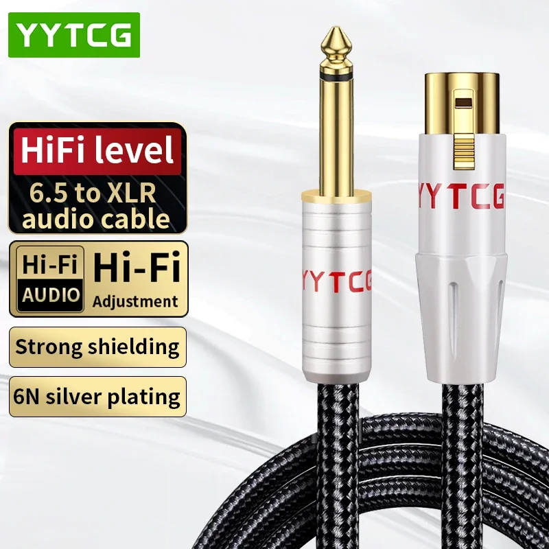 

6.5mm to XLR Female Audio Cable For Microphone Mixer Sound Card Speaker Mic Mixer 6.5 Jack to Male XLR Cord AUX Microphone Cable