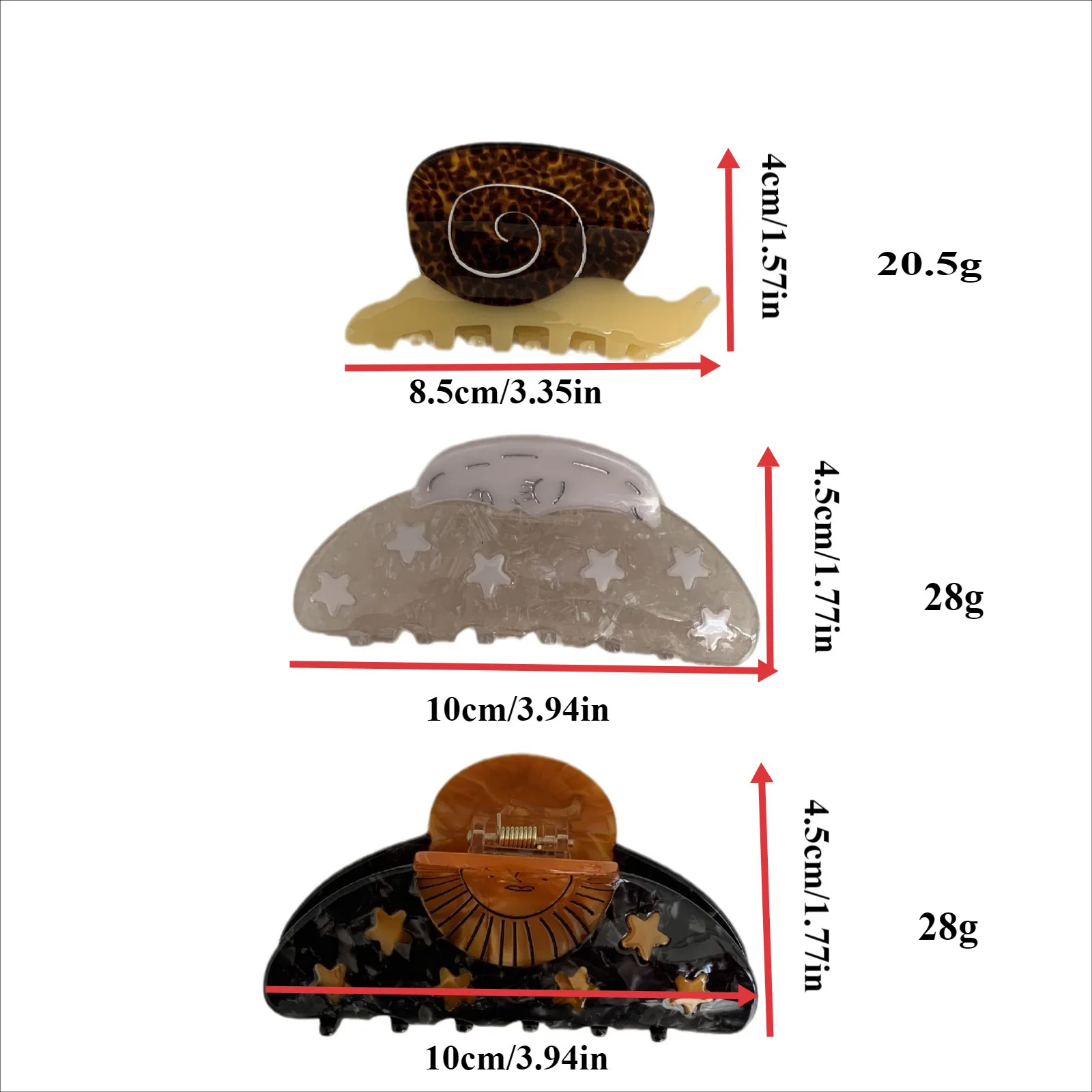 Kreativní zábavný acetát slunečnice hvězda hlemýžď vlasy klip dráp pro ženy středověký slunce ženské kukléřka mléčová sponka vlasy příslušenství nářadí