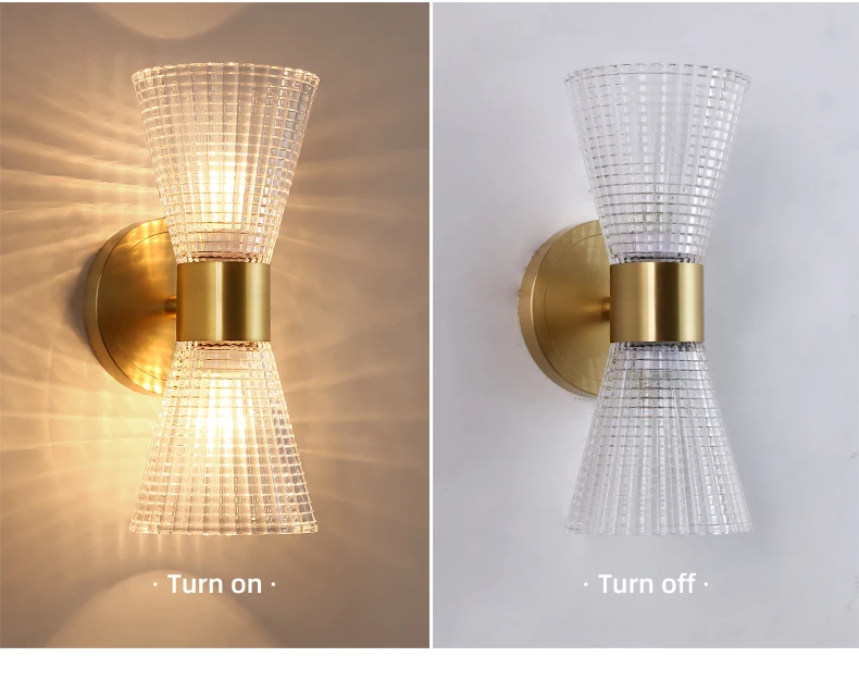 Messing Wandleuchte Kreative Luxus Wohnzimmer Hintergrund Dekor Wandleuchte Schlafzimmer Nachttisch LED Home Dekorative nordische Glaslampe – Detail 10