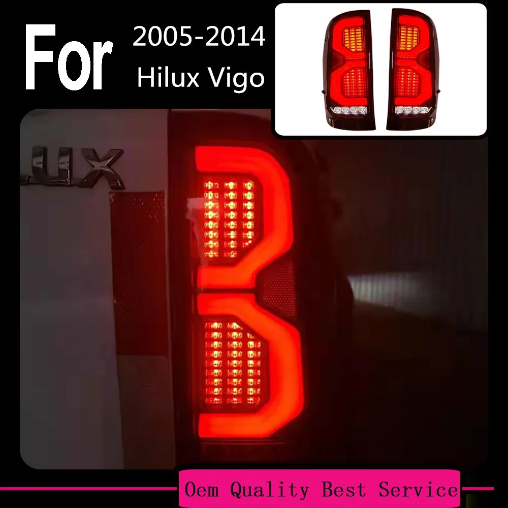 2Pcs Vehicle Taillight Assembly LED Rear Tail Light Running Light + Brake + Reverse + Turn Signal For Hilux Vigo 2005-2014