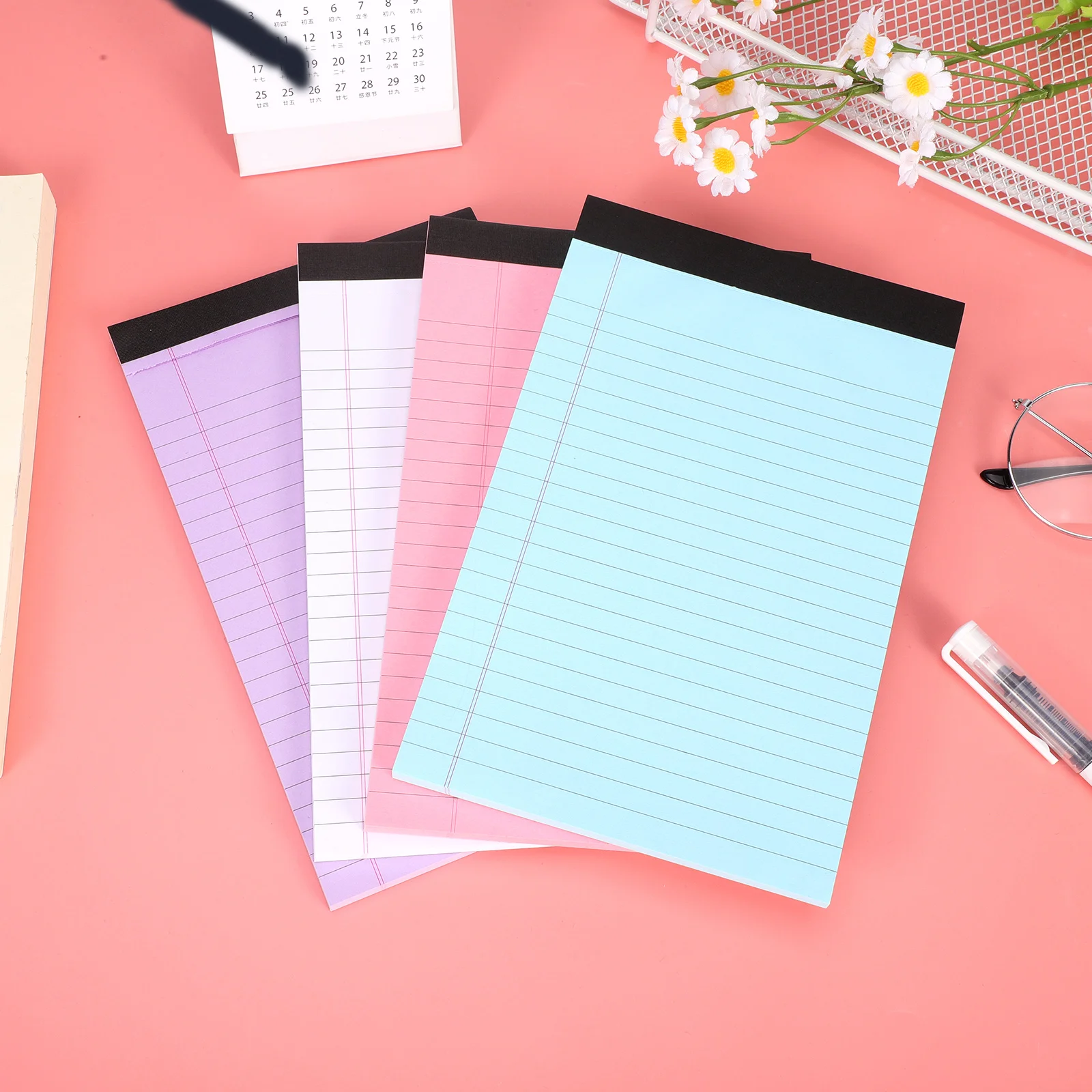 

4 Pcs Horizontal Grid Color Note Pad Work College Ruled Notepad Paper Cute Office Supplies