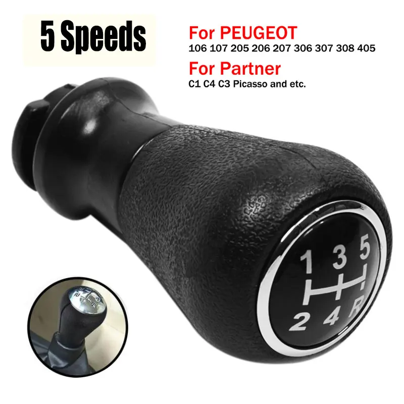 Car Gear Shift Knob 5 Speed For Peugeot 206 207 106 107 205 306 Accessories For Picasso C1 C4 C3 Lever Stick Gear Parts