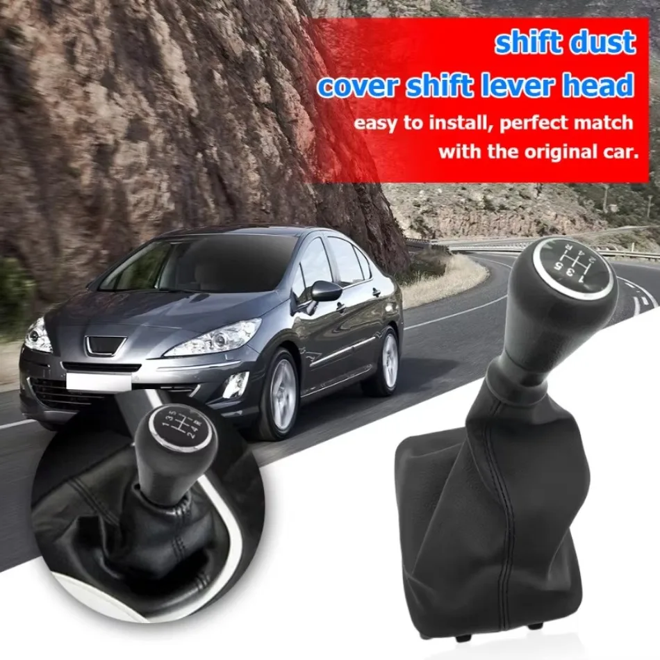 Fit for Peugeot 307 CC 308 206 406 5-Speed Gear Shift Knob With Collars Gear Shift Lever Dust Anti-dust Cover Interior Parts 1PC