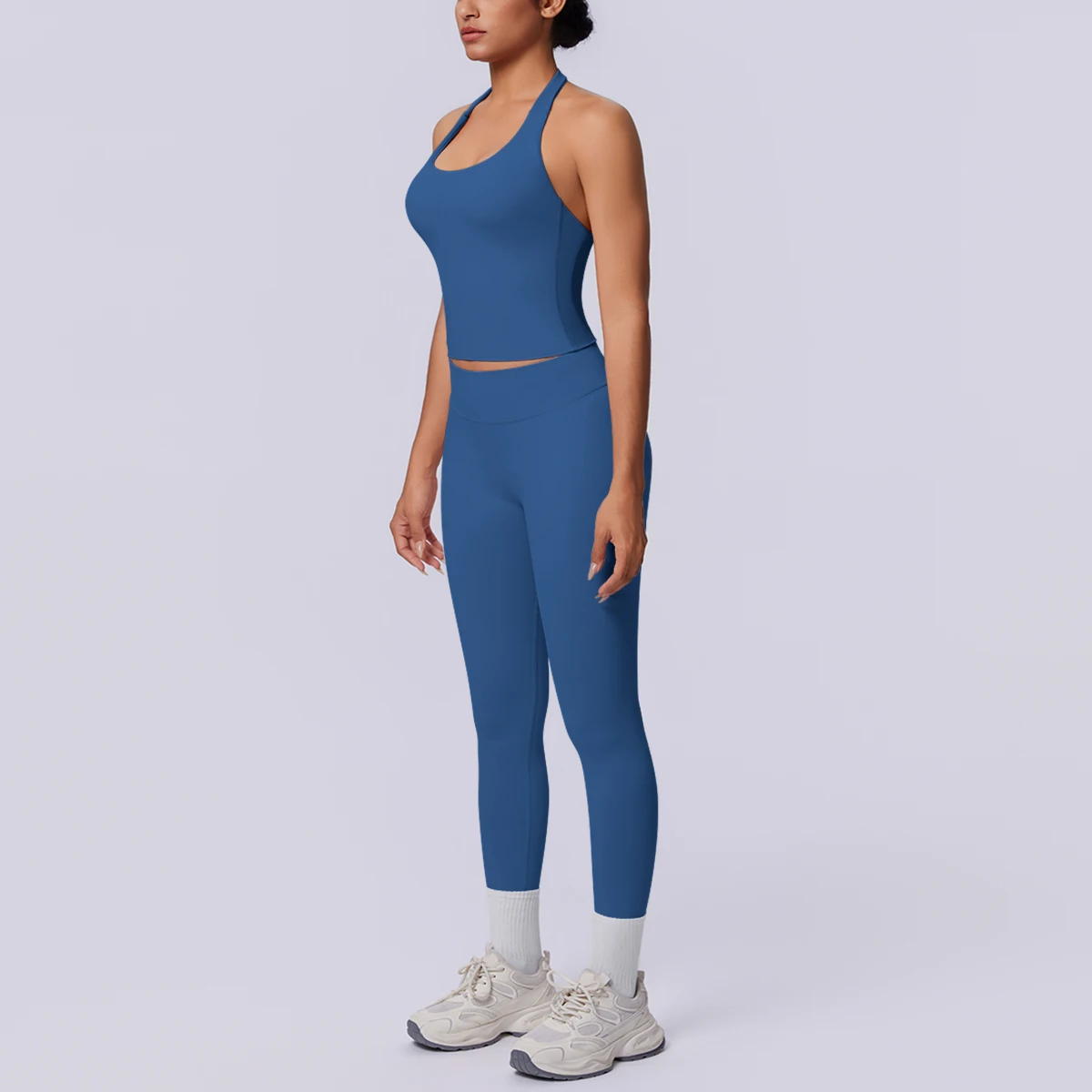 Summer sport  setSport Fitness Clothing Woman Yoga Set Summer Gym Running Workout Top Yoga Vest Solid Color Peach Buttocks Fitn