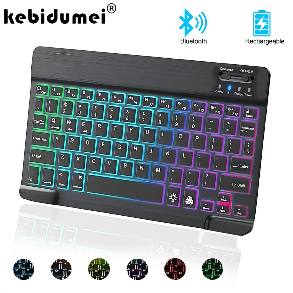 RGB Bluetooth Wireless Keyboard Mini Backlit Keyboard 2.4G Rechargeable Gaming Receiver For MacBook iPad Android iOS Windows