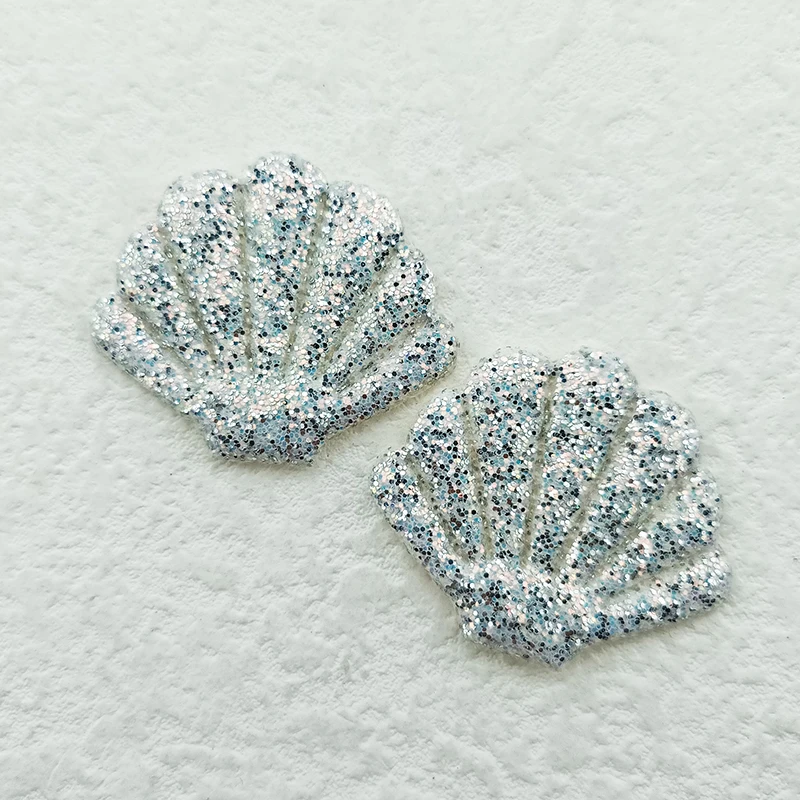 60 Stück 3,5*3 cm glänzende, glitzernde Muschel-Applikationen mit Polsterung für Kleidung, Hüte, Nähzubehör, DIY-Kopfbedeckungen, Haarspangen, Schleifendekorationen und Aufnäher – Detail 11