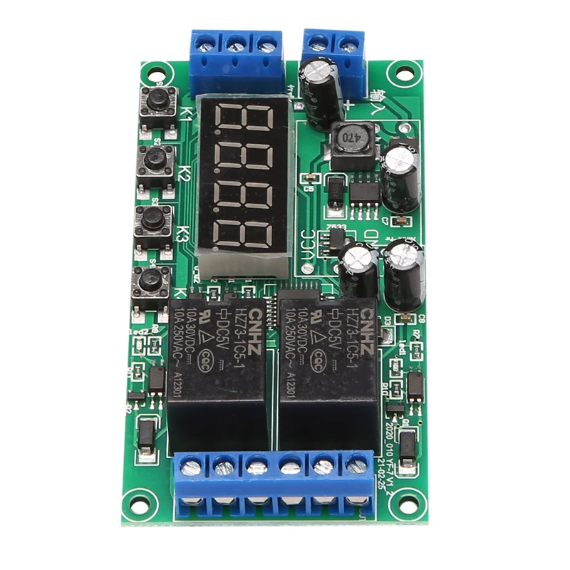 YF-7 Dual Channel Delay Relay Module Multifunctional Pulse Trigger Cycle Timer DC 7-30V Delay Time 0.01S-999M 5A