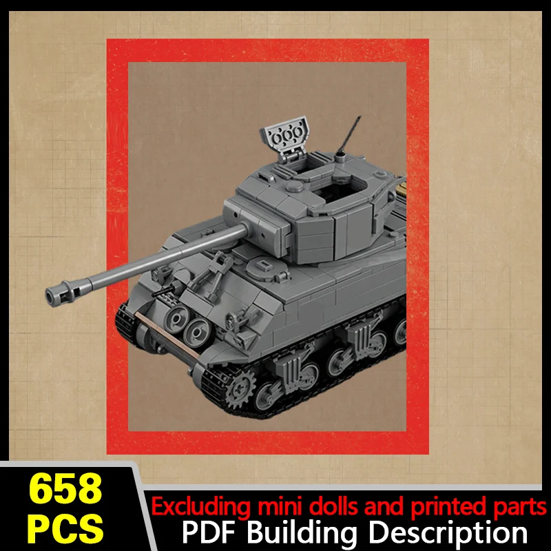 M4A3E2 Heavy Assault Tank Model MOC Building Bricks War Equipment Modular Technology Gifts Holiday Assemble Children Toys Suit