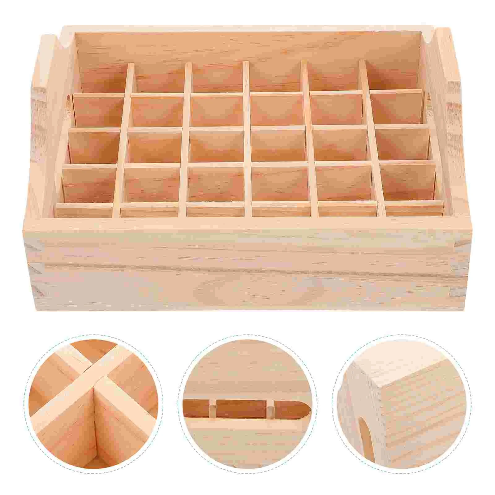 Essential Oil Storage Box Tray Wood Shelf Aromatherapy Bottles Organizer Wooden Unit Solid Case Holder