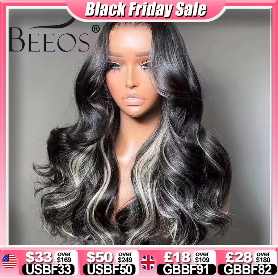 

BEEOS 1B/613 Oreo Highlight 13x6 HD кружевной фронтальный парик 250% предварительно выщипанный 613 блондинка объемная волна 5x5 HD парик с кружевной застежкой для женщин