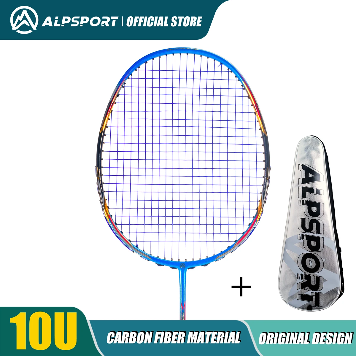 ALPSPORT AIR 10U  Ultralekki 52g T800 Rakieta do badmintona Szybkie odbicie  Importowana Maksymalnie 28 funtów 100% Pro Carbon Fibre + Rakieta tytanowa Dla średnio zaawansowanych i zaawansowanych