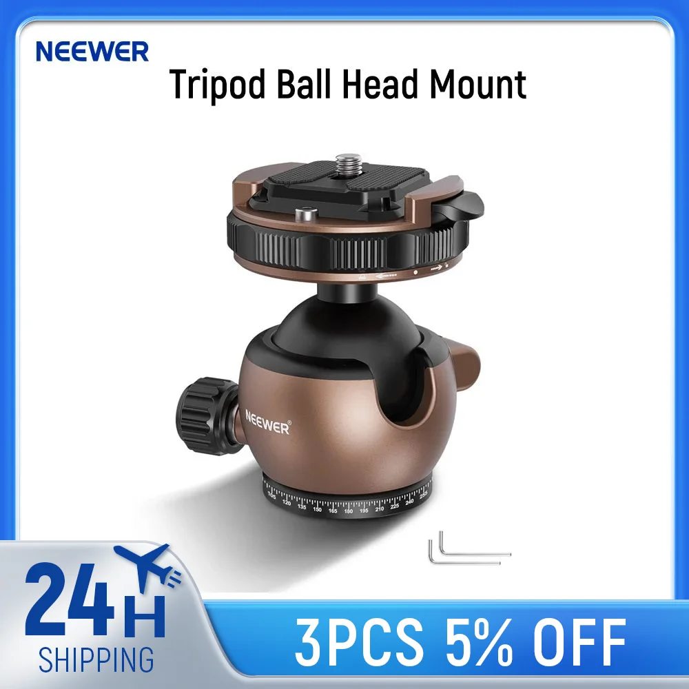 NEEWER Tripod Ball Head Mount Adapter, Low Profile Tripod Head Camera Ball Mount, Quick Lock with 1/4