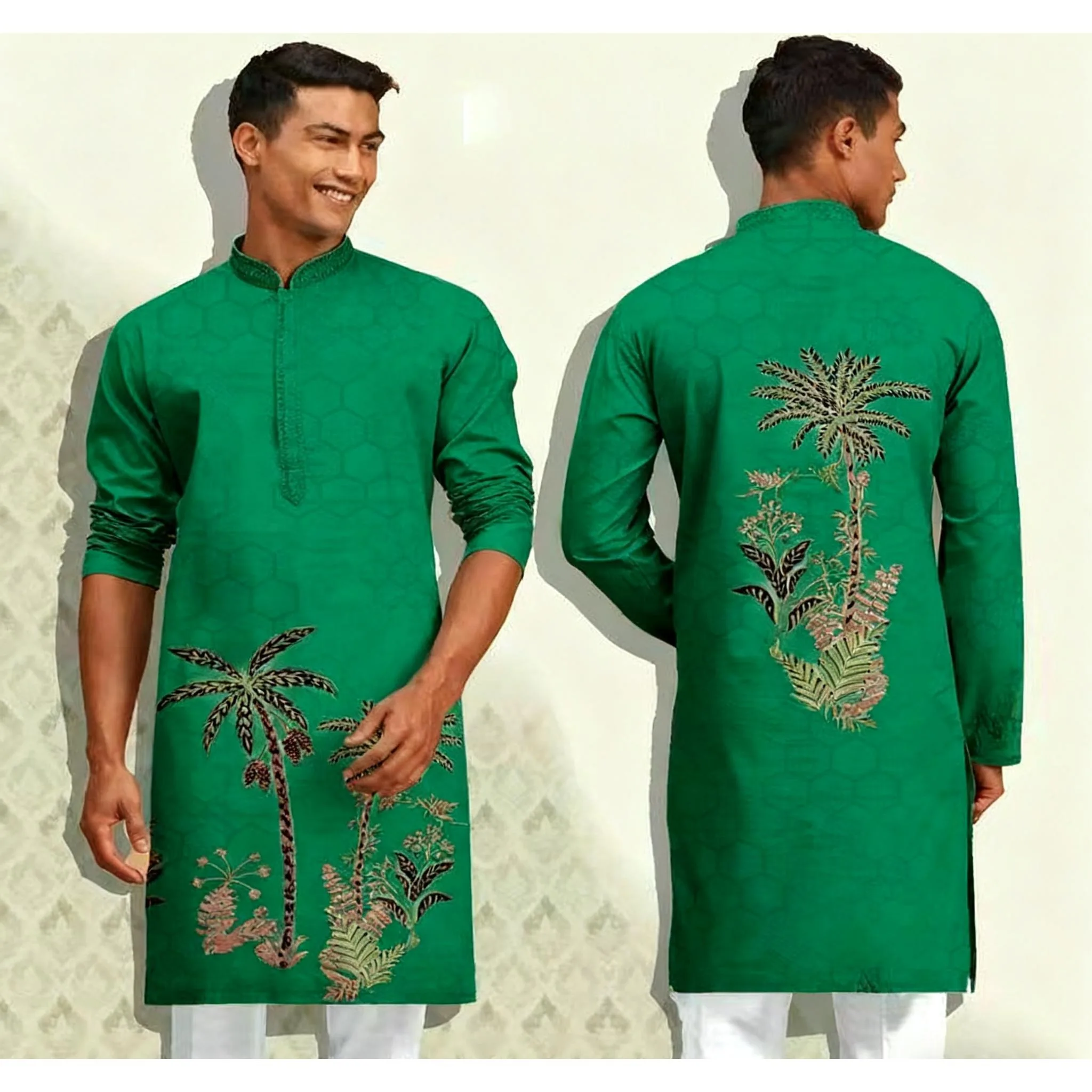 الملابس التقليدية للرجال أنماط الآسيوية والجنوبية وأطواق الماندرين وأكمام بولو للرجال على الطراز الوطني في الشرق الأوسط