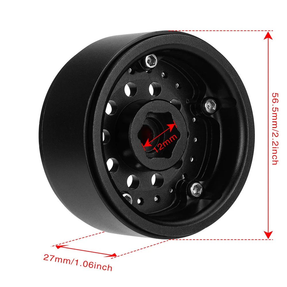 GLOBACT 1.9 비드락 휠 RC 휠 림 세트 휠 허브 시뮬레이션 레트로 휠 (TRX4 TRX6 Axial SCX10 I II III VS4-10 GEN7 8 호환)