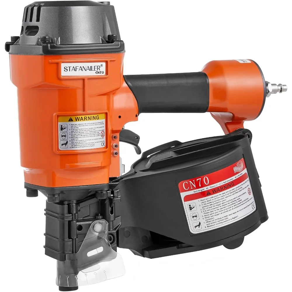 

CN70 Pneumatic Siding Nail Gun for 1-3/4-Inch to 2-3/4-Inch 15-Degree Nails, Coil Siding Nailer with Rapid Shooting Rapid Shooti