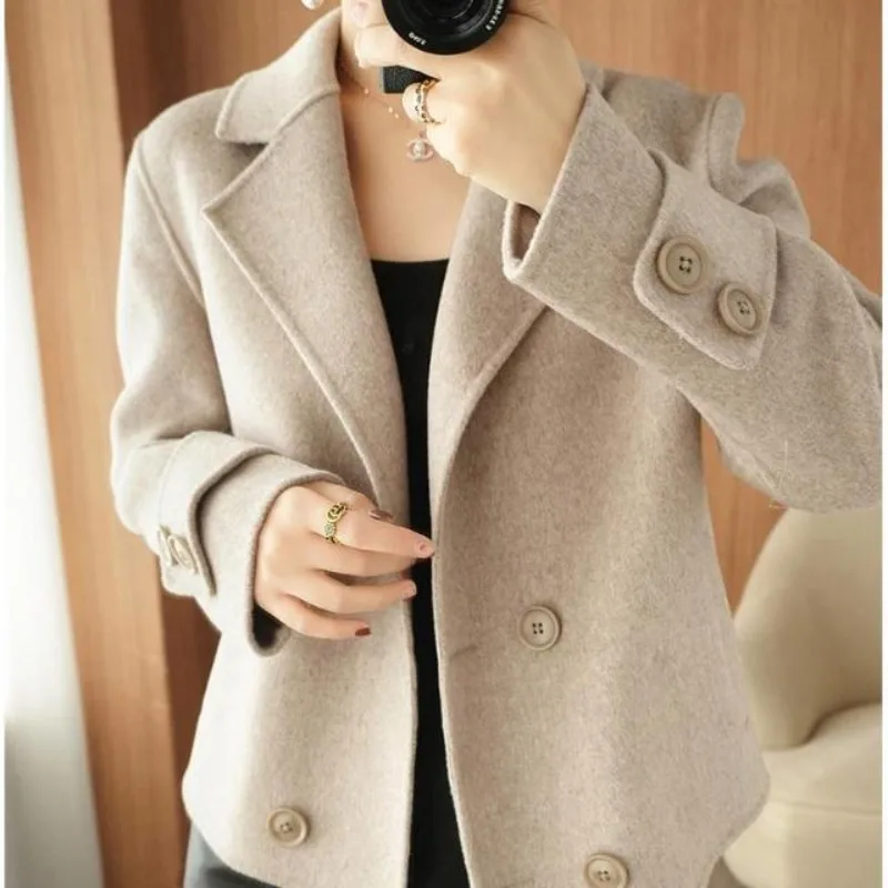 Half Women's Wool & Blends Coat Short Loose Plain Novelty Long Sleeve Outerwears Winter Clothes 2024 on Sale Hot Ladies Jackets