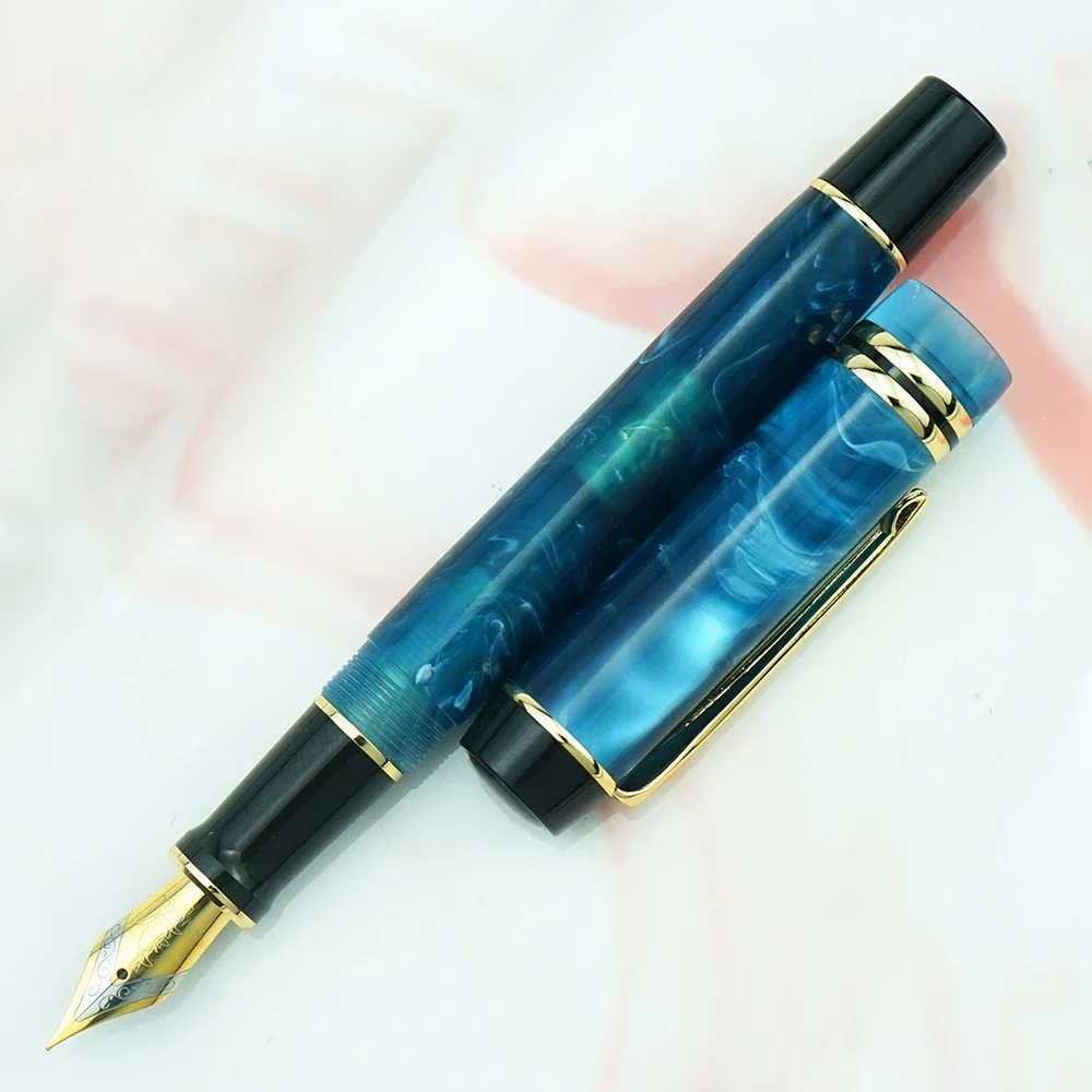 NEW Kaigelu 316 Celluloid Blue Fountain Pen, Beautiful Marble Patterns Iridium EF/F/M Nib Pen Writing Gift for Office Business