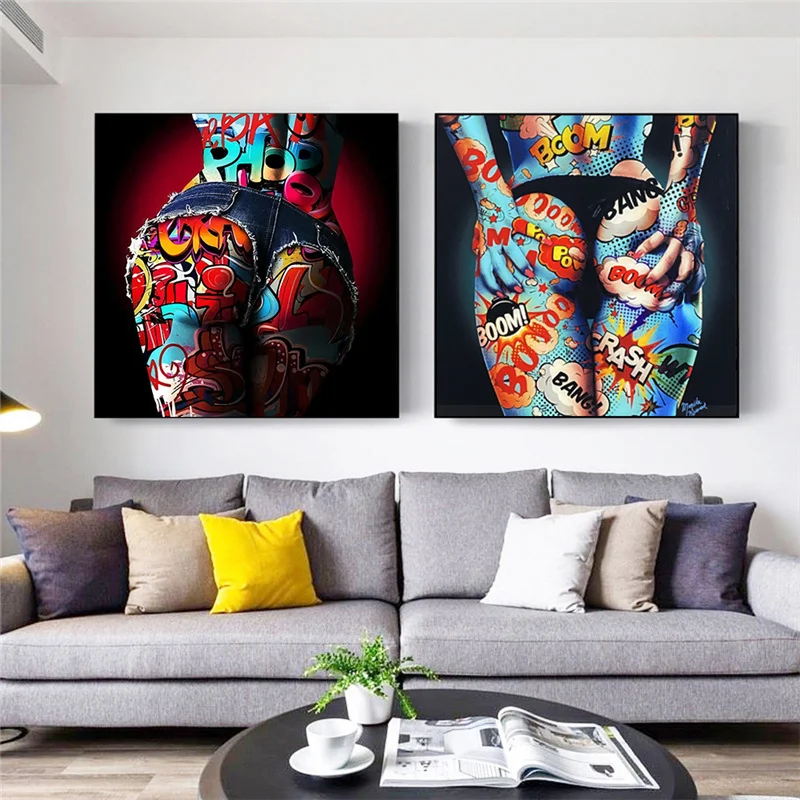 Graffiti Art Beauty Hip Canvas Painting Sexy Booty Posters and Prints Abstract Wall Art Pictures for Living Room Home Decoration