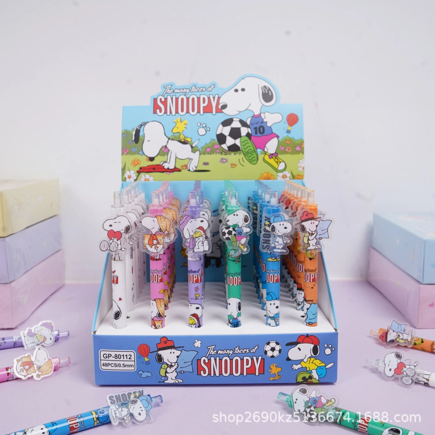 6PCS Snoopys Pen High Beauty Neutral Pen Press Fast Drying Smooth Cartoon Cute Press The Stationery Pen Student Gifts